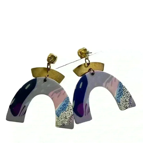 Multi-Color Rainbow Arch Dangling Earrings - Picture 2 of 3